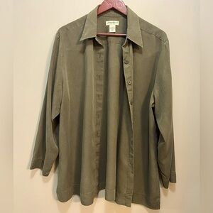 Eddie Bauer XXL Women’s Tall Button Down Forest Green Tencel Layering Top